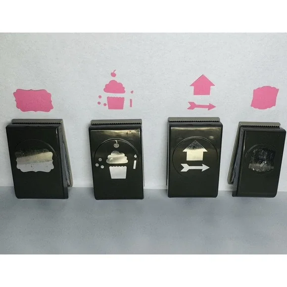 Stampin' Up! Locking Paper Punch LOT of 4 Tags Arrows Cupcake Scrapbook Cards - Picture 1 of 11